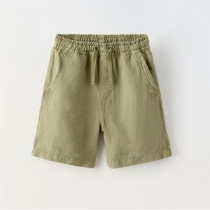 Zara kids, khaki, washed effect linen blend shorts, 6 years